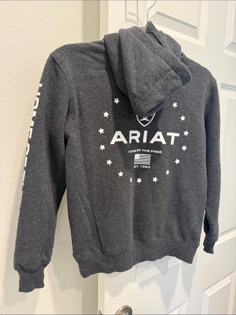 Ariat boys Charcoal Gray Hoodie with Logo - Picture 6 of 7